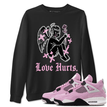4s Retro Orchid shirts to match jordans Love Hurts sneaker match tees Air Jordan 4 WMNS Orchid match shoes to clothes SNRT Sneaker Tees unisex cotton Black 1 shirts