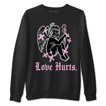 4s Retro Orchid shirts to match jordans Love Hurts sneaker match tees Air Jordan 4 WMNS Orchid match shoes to clothes SNRT Sneaker Tees unisex cotton Black 2 shirts