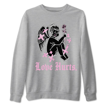 4s Retro Orchid shirts to match jordans Love Hurts sneaker match tees Air Jordan 4 WMNS Orchid match shoes to clothes SNRT Sneaker Tees unisex cotton Heather Grey 2 shirts