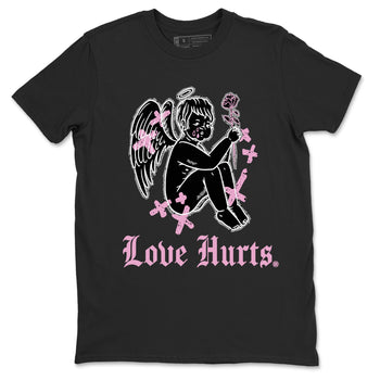 4s Retro Orchid shirts to match jordans Love Hurts sneaker match tees Air Jordan 4 WMNS Orchid match shoes to clothes SNRT Sneaker Tees unisex cotton Black 2 shirts