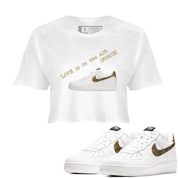 Air Force 1 Ivory Snake shirt to match jordans Love In The Air sneaker tees Air Force 1 Ivory Snake SNRT Sneaker Release Tees White 1 crop length shirt