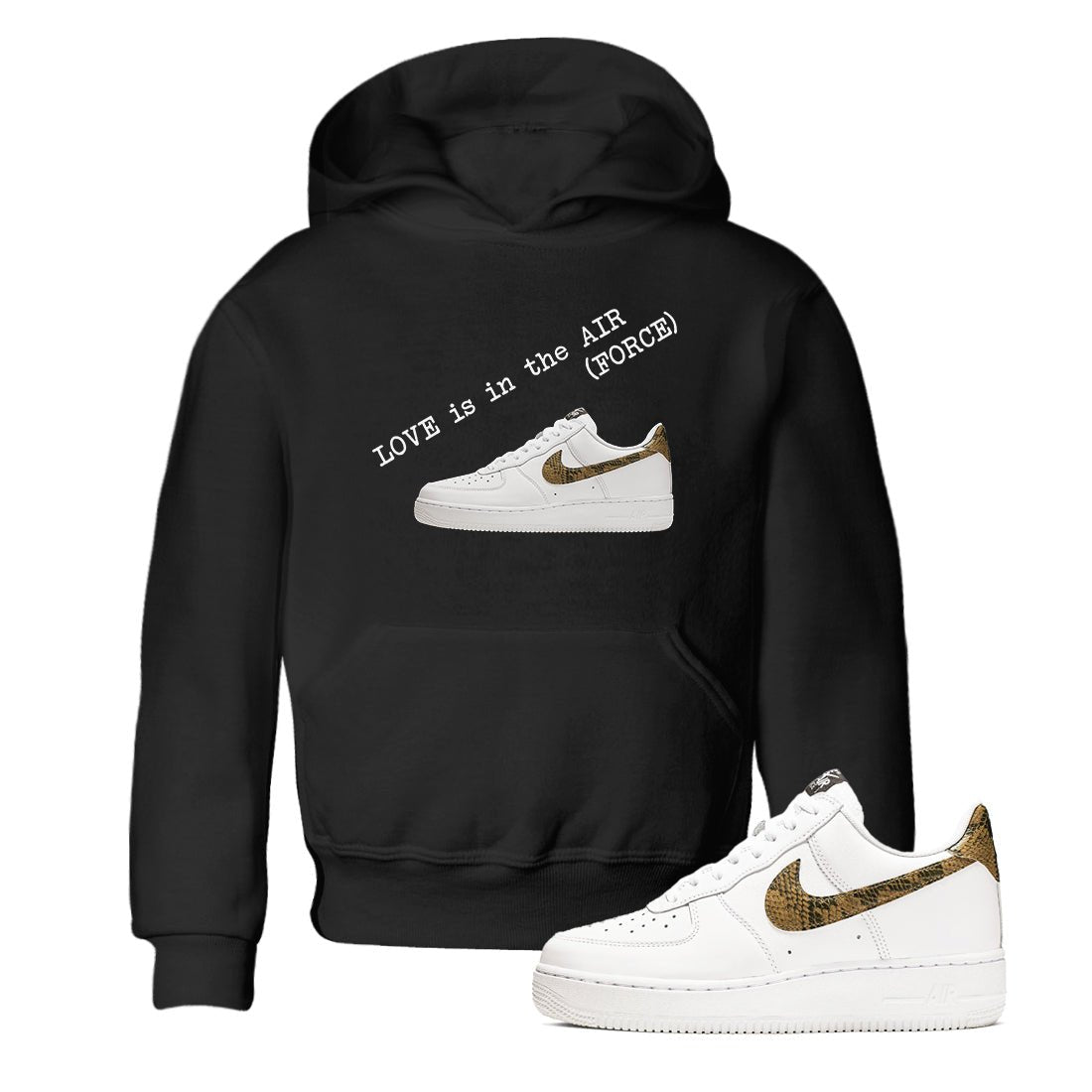 Air Force 1 Ivory Snake shirt to match jordans Love In The Air sneaker tees Air Force 1 Ivory Snake SNRT sneaker release tees baby toddler Black 1 cotton Shirt