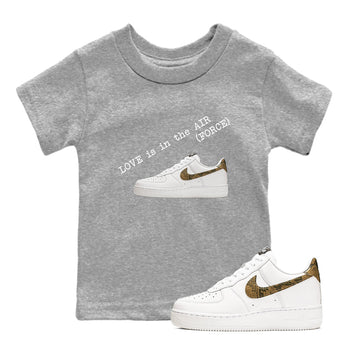 Air Force 1 Ivory Snake shirt to match jordans Love In The Air sneaker tees Air Force 1 Ivory Snake SNRT sneaker release tees baby toddler Heather Grey 1 cotton Shirt