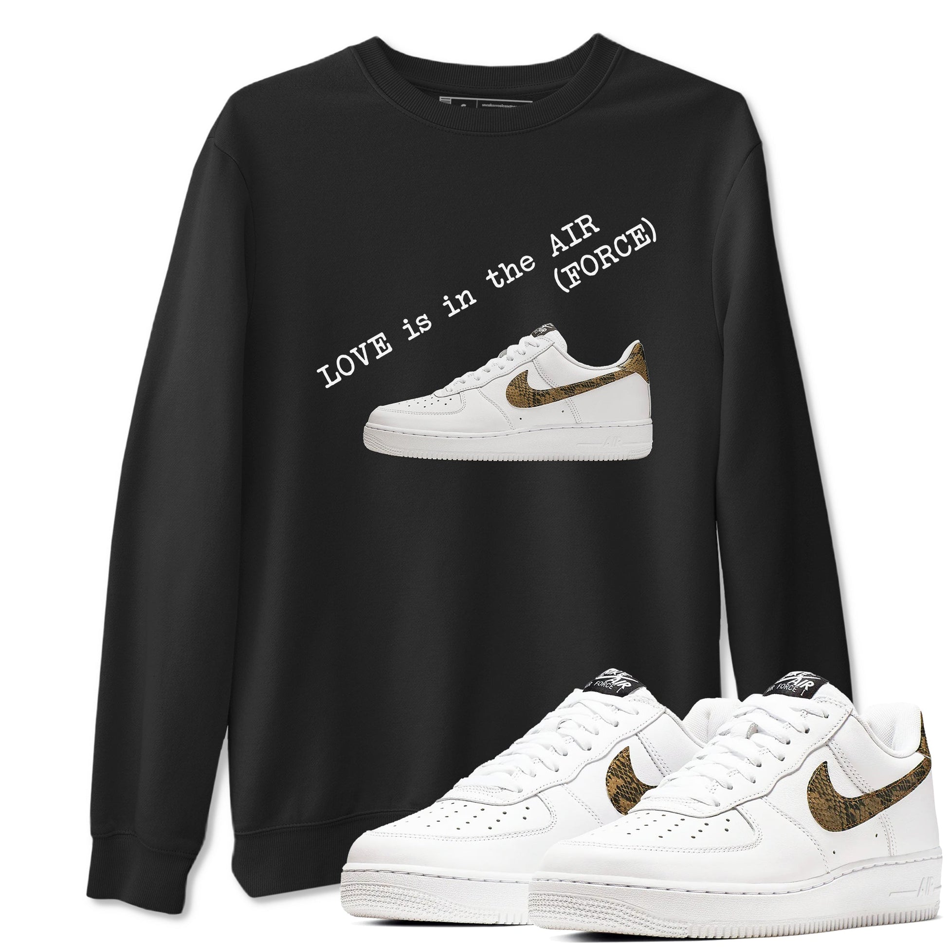 Air Force 1 Ivory Snake shirt to match jordans Love In The Air sneaker tees Air Force 1 Ivory Snake SNRT Sneaker Release Tees unisex cotton Black 1 crew neck shirt