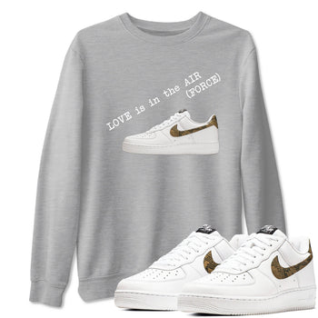 Air Force 1 Ivory Snake shirt to match jordans Love In The Air sneaker tees Air Force 1 Ivory Snake SNRT Sneaker Release Tees unisex cotton Heather Grey 1 crew neck shirt