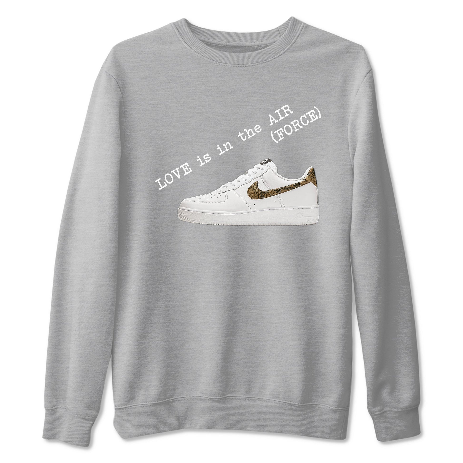 Air Force 1 Ivory Snake shirt to match jordans Love In The Air sneaker tees Air Force 1 Ivory Snake SNRT Sneaker Release Tees unisex cotton Heather Grey 2 crew neck shirt