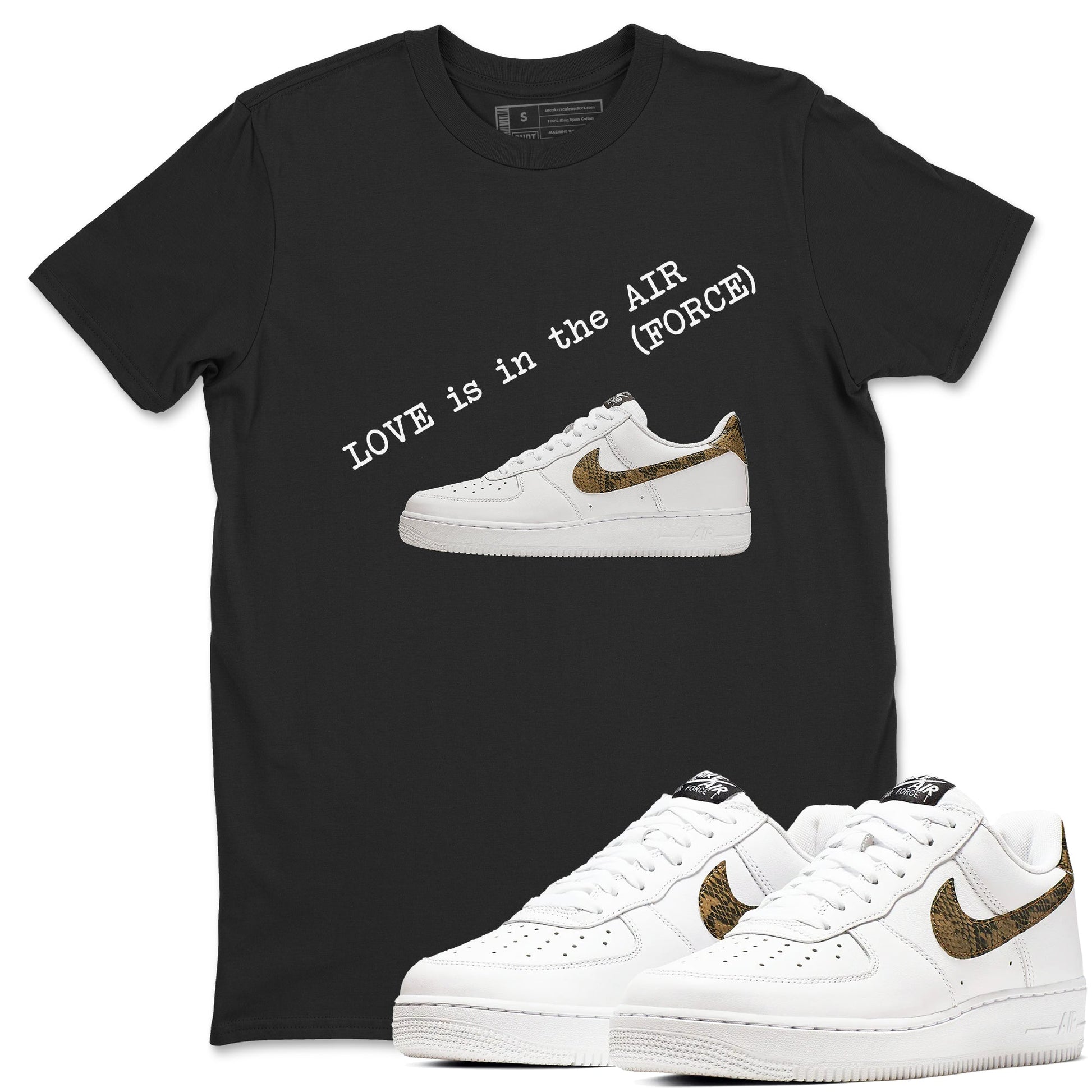 Air Force 1 Ivory Snake shirt to match jordans Love In The Air sneaker tees Air Force 1 Ivory Snake SNRT Sneaker Release Tees unisex cotton Black 1 crew neck shirt