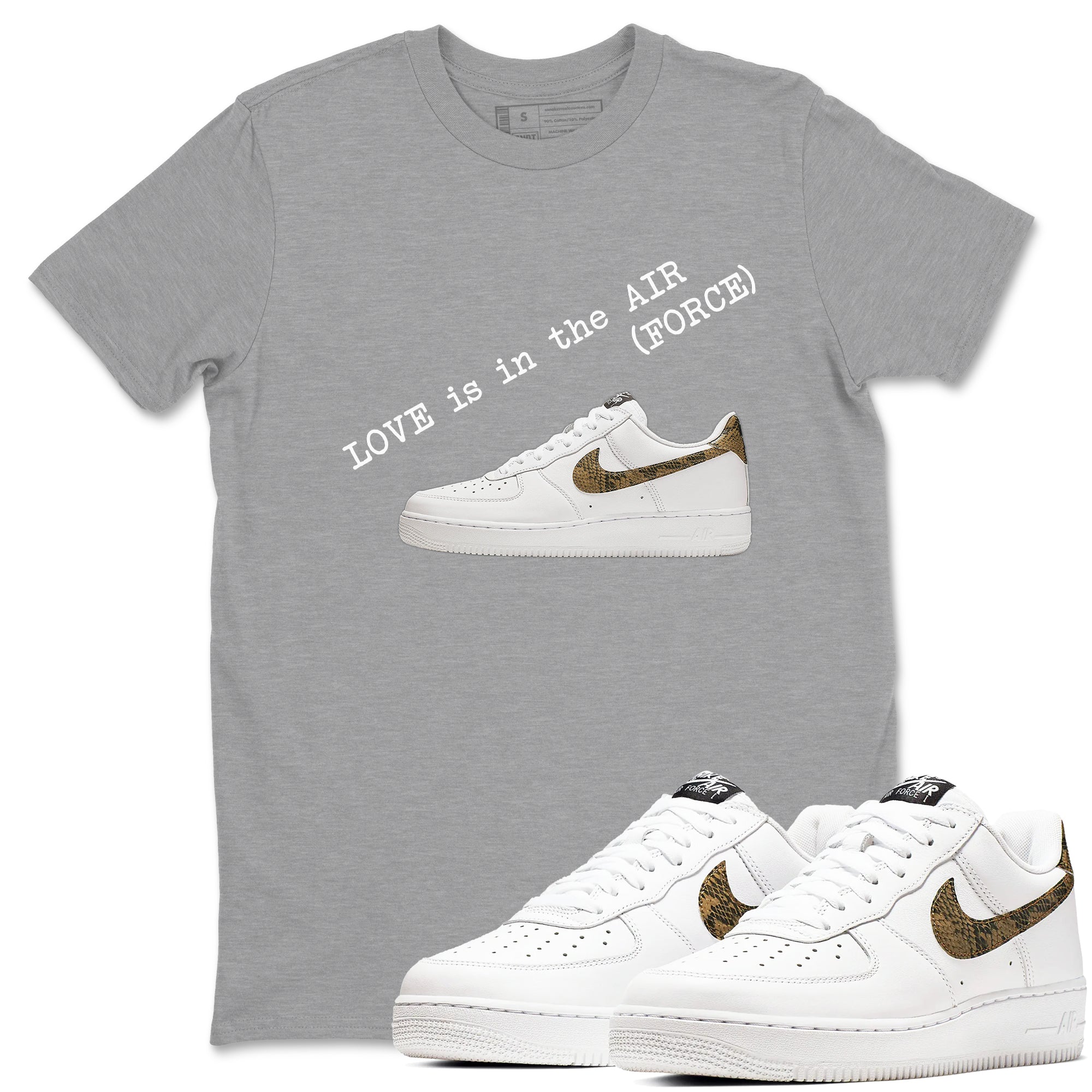 Air Force 1 Ivory Snake shirt to match jordans Love In The Air sneaker tees Air Force 1 Ivory Snake SNRT Sneaker Release Tees unisex cotton Heather Grey 1 crew neck shirt
