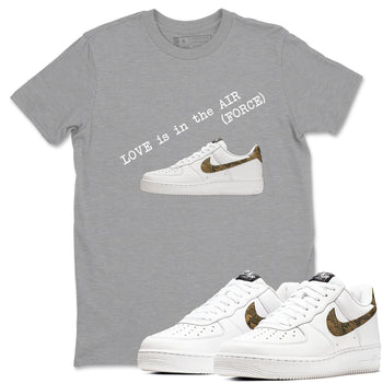 Air Force 1 Ivory Snake shirt to match jordans Love In The Air sneaker tees Air Force 1 Ivory Snake SNRT Sneaker Release Tees unisex cotton Heather Grey 1 crew neck shirt