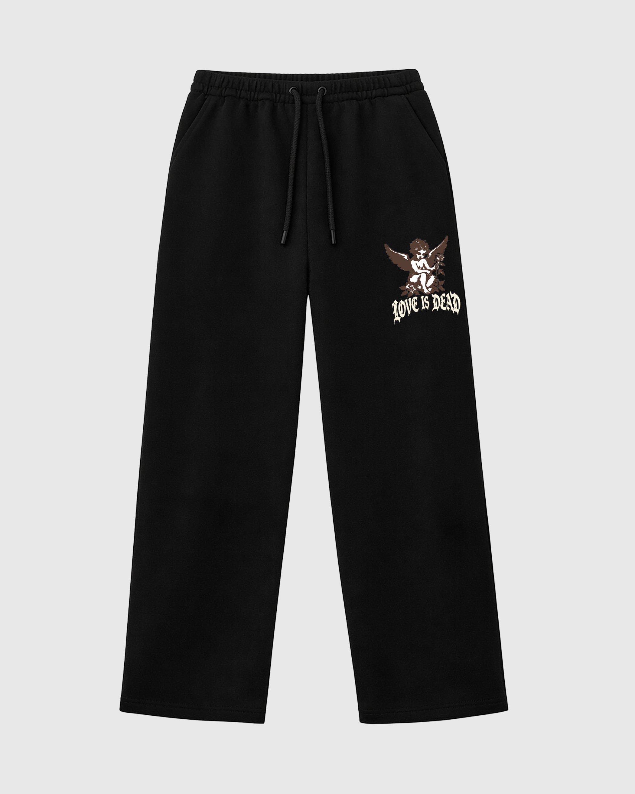 Love is Dead graphic wide cut sweatpants designed to match the Air Jordan 12 Fireside, featuring coordinated Black 1 options for a perfect streetwear vibe.