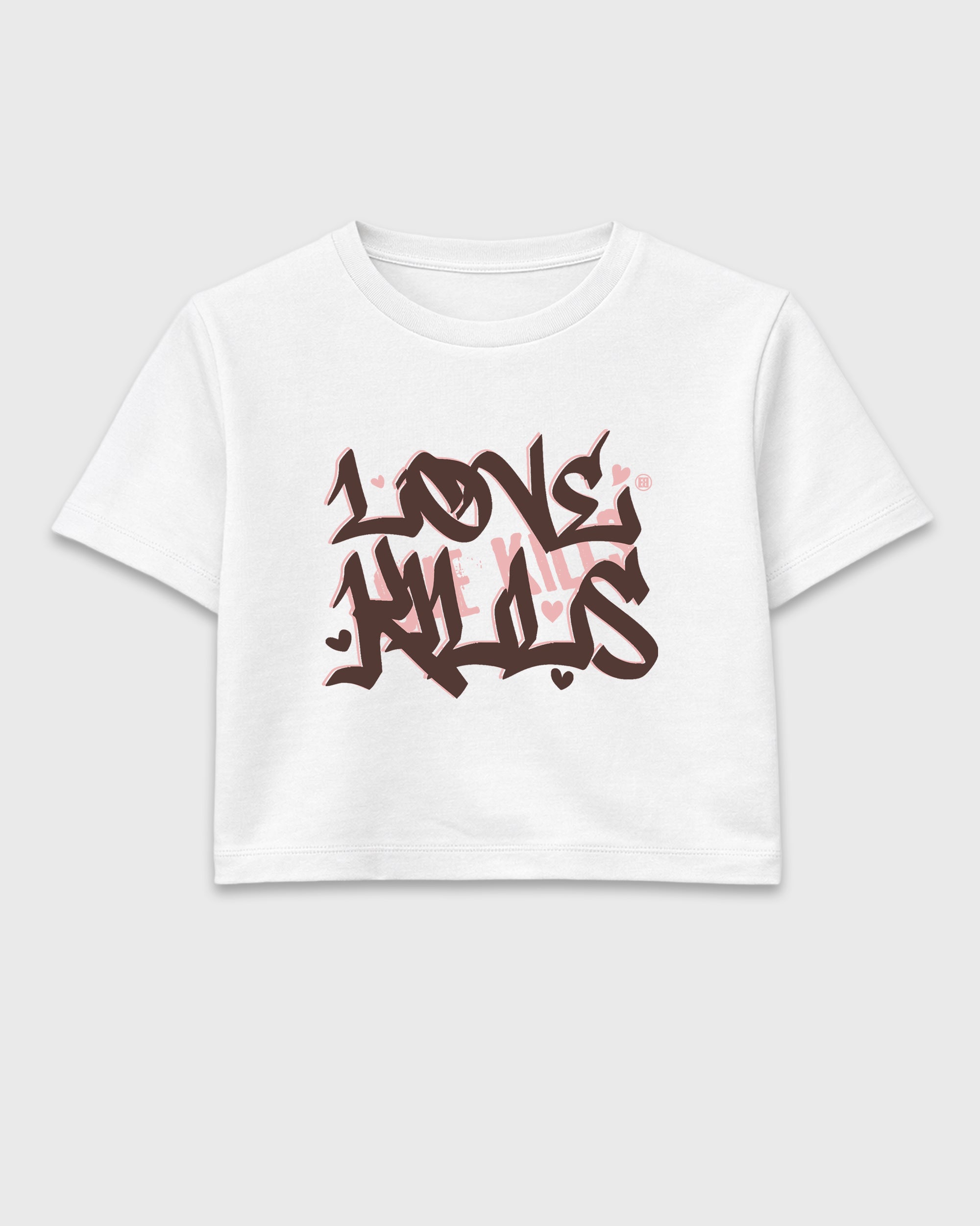Love Kills women’s crop tee designed to match the Air Jordan 3 Fireside, featuring coordinated White 2 options for a perfect streetwear vibe.