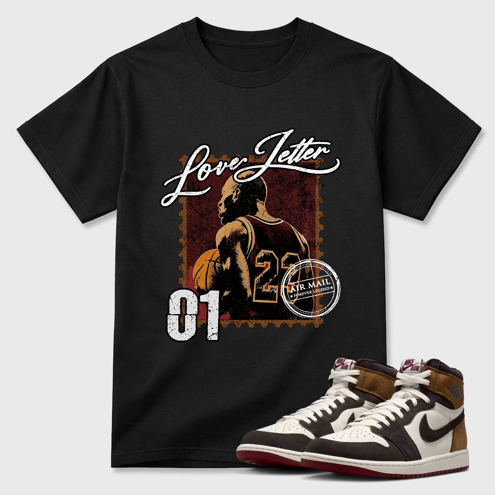 Love Letter Graphic T-Shirt featuring original streetwear artwork designed to match the Air Jordan 1 Love Letter. Black 1 Graphic T-Shirt.