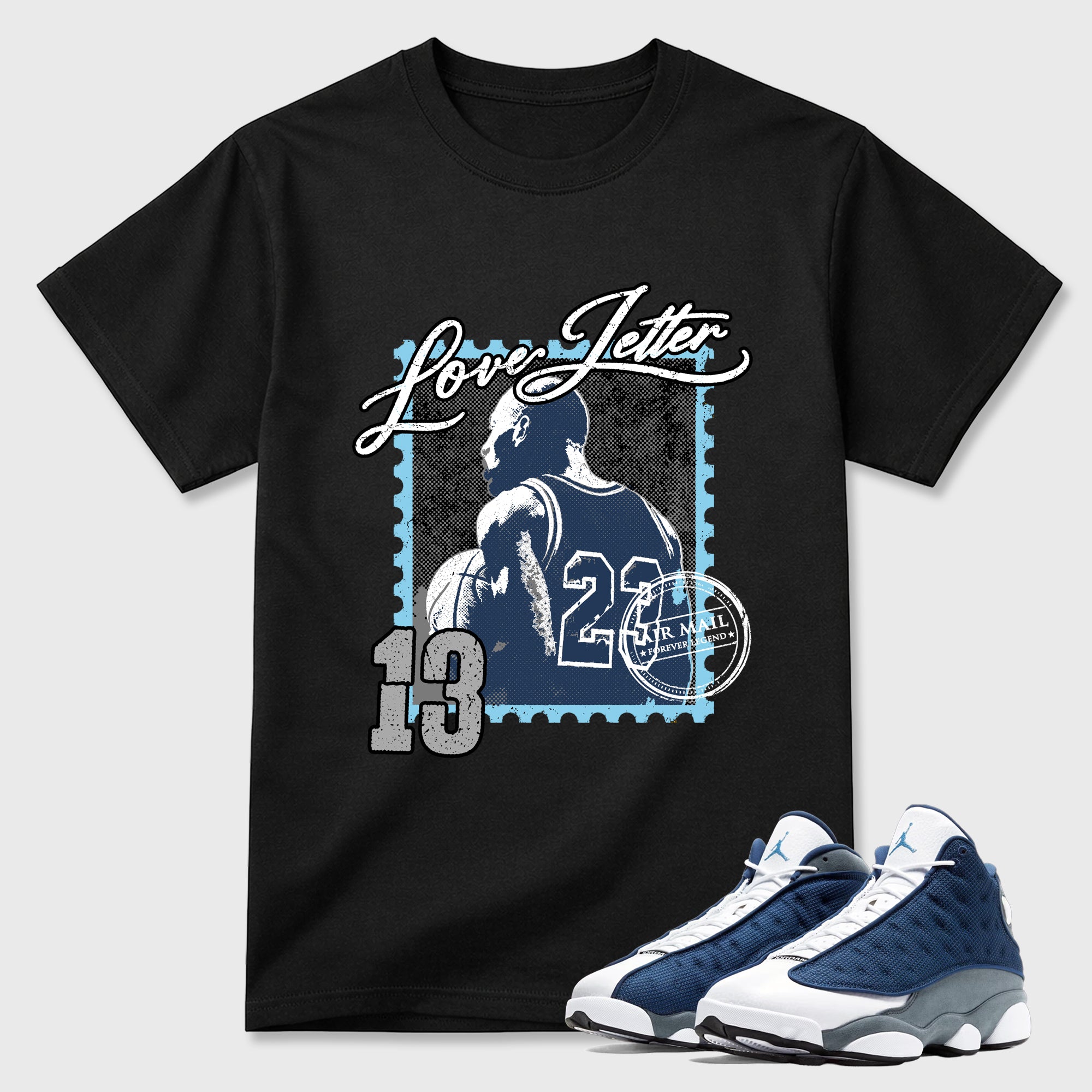 Love Letter Graphic T-Shirt featuring original streetwear artwork designed to match the Air Jordan 13 Flint. Black 1 Graphic T-Shirt.