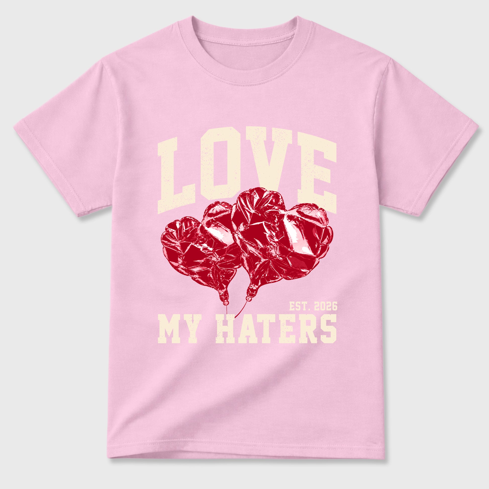 Love My Haters Graphic T-Shirt sneaker match tee designed for the Air Jordan 1 Travis Scott Tropical Pink, featuring coordinated color options for a perfect streetwear match. Pink 2 shirt.