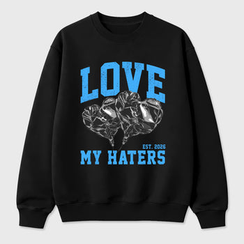 Love My Haters Graphic T-Shirt sneaker match tee designed for the Air Jordan 5 Black Carolina, featuring coordinated color options for a perfect streetwear match. Black 2 shirt.