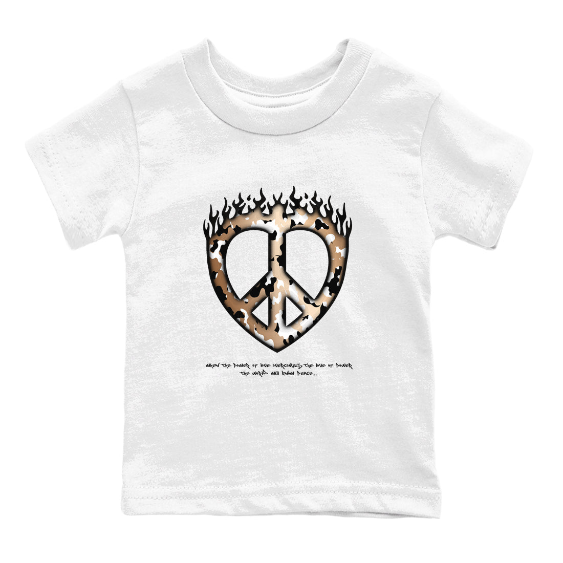 Foams One Metallic Copper shirts to match jordans Love Peace sneaker match tees Air Foamposite One Metallic Copper match shoes to clothes SNRT Sneaker Tees Youth Baby White 2 tee