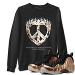 Foams One Metallic Copper shirts to match jordans Love Peace sneaker match tees Air Foamposite One Metallic Copper match shoes to clothes SNRT Sneaker Tees unisex cotton Black 1 shirts