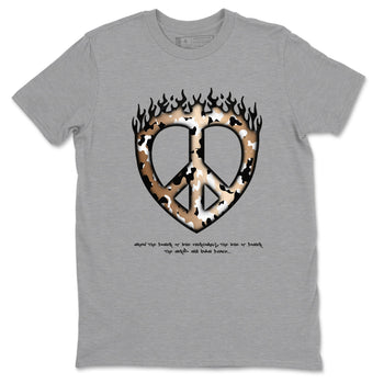 Foams One Metallic Copper shirts to match jordans Love Peace sneaker match tees Air Foamposite One Metallic Copper match shoes to clothes SNRT Sneaker Tees unisex cotton Heather Grey 2 shirts