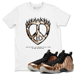 Foams One Metallic Copper shirts to match jordans Love Peace sneaker match tees Air Foamposite One Metallic Copper match shoes to clothes SNRT Sneaker Tees unisex cotton White 1 shirts