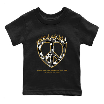 1s Black Metallic Gold shirts to match jordans Love Peace sneaker match tees Jordan 1 High OG Black and Gold SNRT Sneaker Release Tees Youth Baby Black 2 crew neck shirts