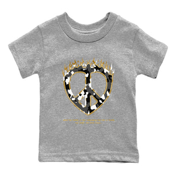 1s Black Metallic Gold shirts to match jordans Love Peace sneaker match tees Jordan 1 High OG Black and Gold SNRT Sneaker Release Tees Youth Baby Heather Grey 2 crew neck shirts