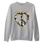 1s Black Metallic Gold shirts to match jordans Love Peace sneaker match tees Jordan 1 High OG Black and Gold SNRT Sneaker Release Tees unisex cotton Heather Grey 2 crew neck shirts