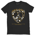 1s Black Metallic Gold shirts to match jordans Love Peace sneaker match tees Jordan 1 High OG Black and Gold SNRT Sneaker Release Tees unisex cotton Black 2 crew neck shirts