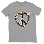 1s Black Metallic Gold shirts to match jordans Love Peace sneaker match tees Jordan 1 High OG Black and Gold SNRT Sneaker Release Tees unisex cotton Heather Grey 2 crew neck shirts