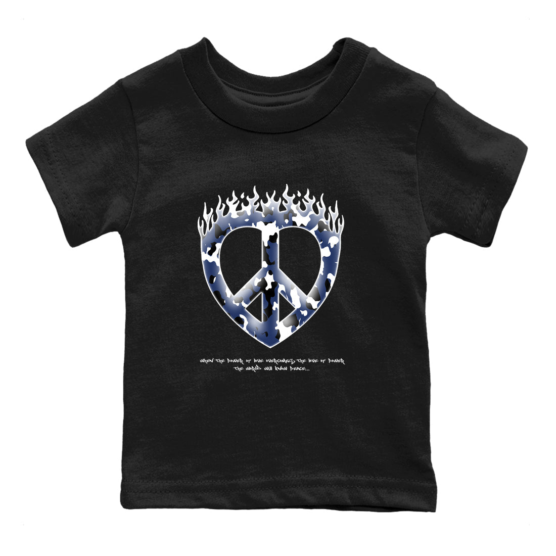 1s Midnight Navy shirts to match jordans Love Peace sneaker match tees Air Jordan 1 Midnight Navy match shoes to clothes SNRT Sneaker Tees Youth Baby Black 2 tee