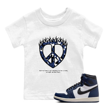 1s Midnight Navy shirts to match jordans Love Peace sneaker match tees Air Jordan 1 Midnight Navy match shoes to clothes SNRT Sneaker Tees Youth Baby White 1 tee