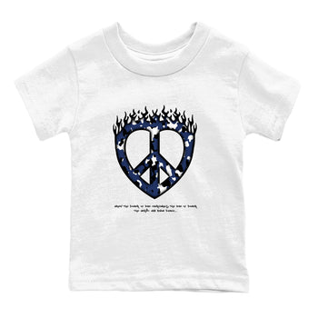 1s Midnight Navy shirts to match jordans Love Peace sneaker match tees Air Jordan 1 Midnight Navy match shoes to clothes SNRT Sneaker Tees Youth Baby White 2 tee