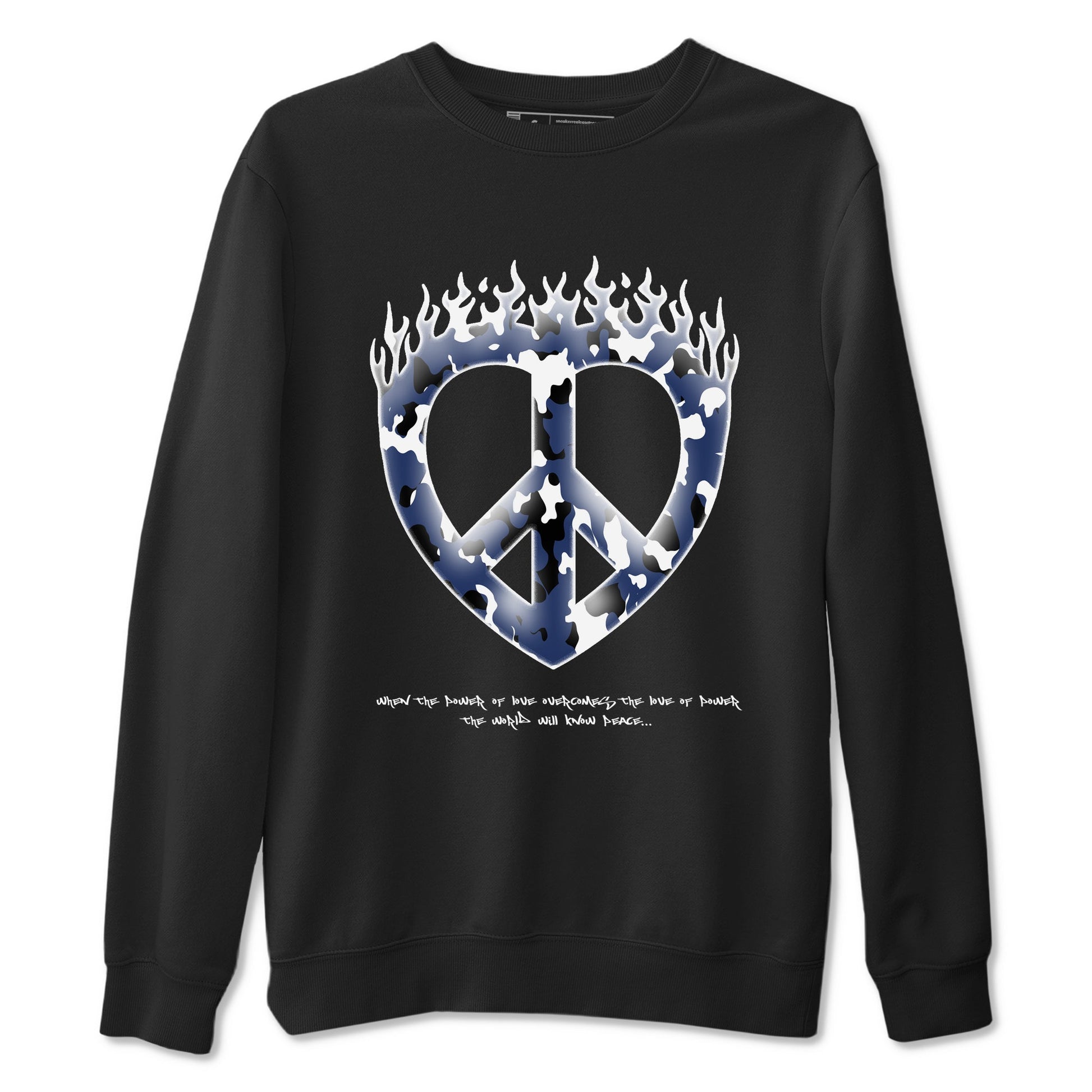 1s Midnight Navy shirts to match jordans Love Peace sneaker match tees Air Jordan 1 Midnight Navy match shoes to clothes SNRT Sneaker Tees unisex cotton Black 2 shirts