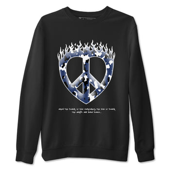 1s Midnight Navy shirts to match jordans Love Peace sneaker match tees Air Jordan 1 Midnight Navy match shoes to clothes SNRT Sneaker Tees unisex cotton Black 2 shirts