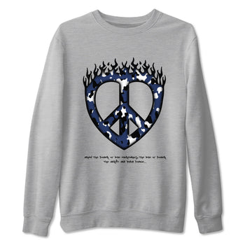 1s Midnight Navy shirts to match jordans Love Peace sneaker match tees Air Jordan 1 Midnight Navy match shoes to clothes SNRT Sneaker Tees unisex cotton Heather Grey 2 shirts