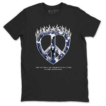 1s Midnight Navy shirts to match jordans Love Peace sneaker match tees Air Jordan 1 Midnight Navy match shoes to clothes SNRT Sneaker Tees unisex cotton Black 2 shirts