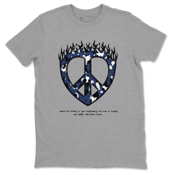 1s Midnight Navy shirts to match jordans Love Peace sneaker match tees Air Jordan 1 Midnight Navy match shoes to clothes SNRT Sneaker Tees unisex cotton Heather Grey 2 shirts
