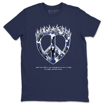 1s Midnight Navy shirts to match jordans Love Peace sneaker match tees Air Jordan 1 Midnight Navy match shoes to clothes SNRT Sneaker Tees unisex cotton Navy 2 shirts