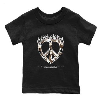 1s Low OG Mocha shirts to match jordans Love Peace sneaker match tees Air Jordan 1 Mocha match shoes to clothes SNRT Sneaker Tees Youth Baby Black 2 tee