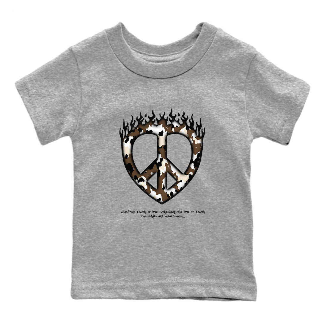 1s Low OG Mocha shirts to match jordans Love Peace sneaker match tees Air Jordan 1 Mocha match shoes to clothes SNRT Sneaker Tees Youth Baby Heather Grey 2 tee