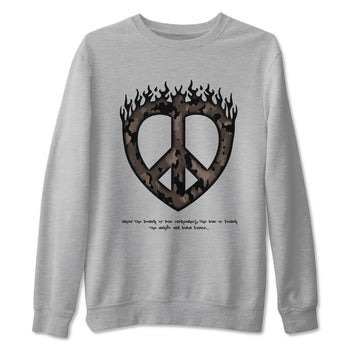 Air Jordan 1 Travis Scott Velvet Brown shirts to match jordans Love Peace sneaker match tees Travis Scott x Air Jordan 1 Low OG Velvet Brown best t shirts to wear with jordans SNRT Sneaker Tees unisex cotton Heather Grey 2 shirts