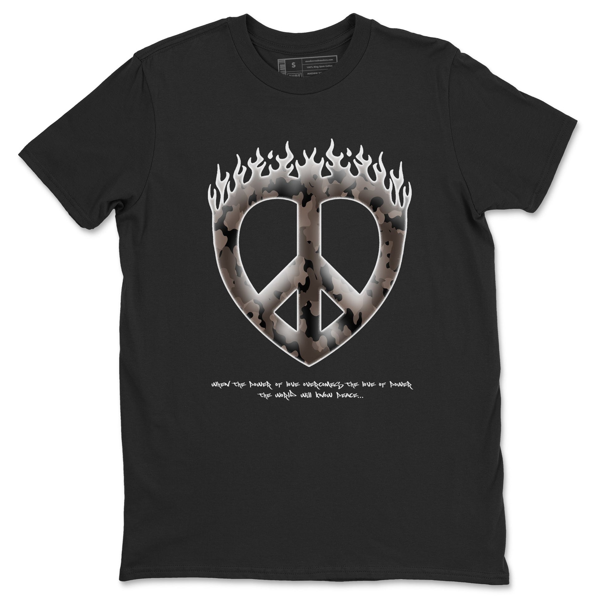 Air Jordan 1 Travis Scott Velvet Brown shirts to match jordans Love Peace sneaker match tees Travis Scott x Air Jordan 1 Low OG Velvet Brown best t shirts to wear with jordans SNRT Sneaker Tees unisex cotton Black 2 shirts