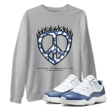 11s Diffused Blue shirts to match jordans Love Peace sneaker match tees Air Jordan 11 Diffused Blue SNRT Sneaker Release Tees unisex cotton Heather Grey 1 crew neck shirts