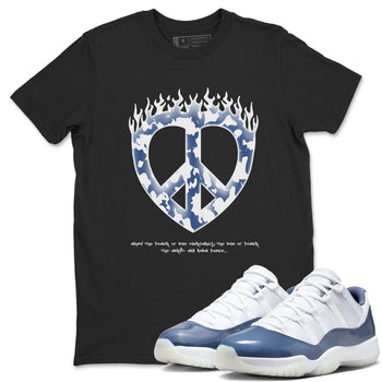 11s Diffused Blue shirts to match jordans Love Peace sneaker match tees Air Jordan 11 Diffused Blue SNRT Sneaker Release Tees unisex cotton Black 1 crew neck shirts