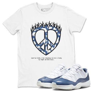 11s Diffused Blue shirts to match jordans Love Peace sneaker match tees Air Jordan 11 Diffused Blue SNRT Sneaker Release Tees unisex cotton White 1 crew neck shirts