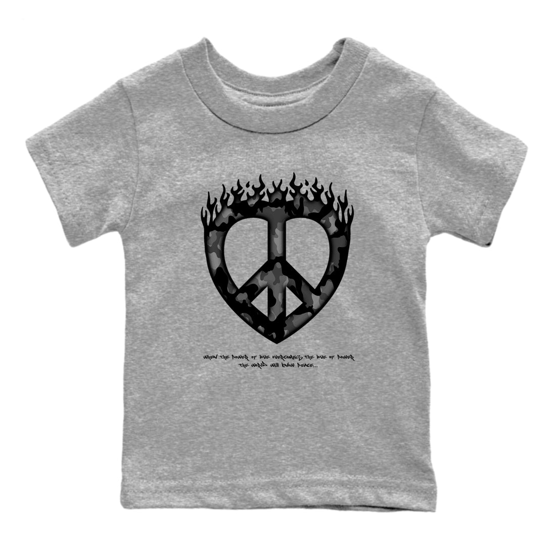 12s Black Wolf Grey shirts to match jordans Love Peace sneaker match tees Air Jordan 12 Barons match shoes to clothes SNRT Sneaker Tees Youth Baby Heather Grey 2 tee