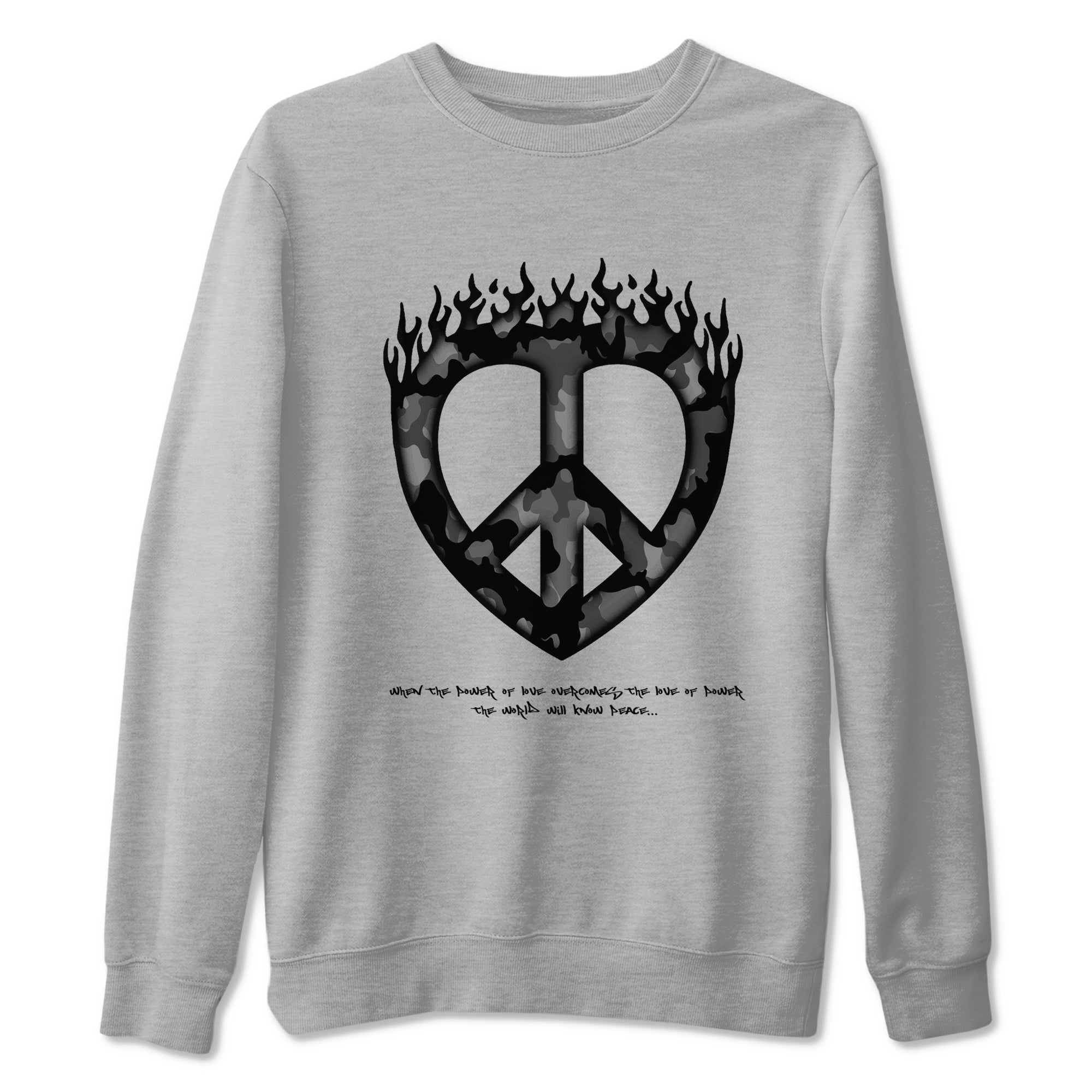 12s Black Wolf Grey shirts to match jordans Love Peace sneaker match tees Air Jordan 12 Barons match shoes to clothes SNRT Sneaker Tees unisex cotton Heather Grey 2 shirts