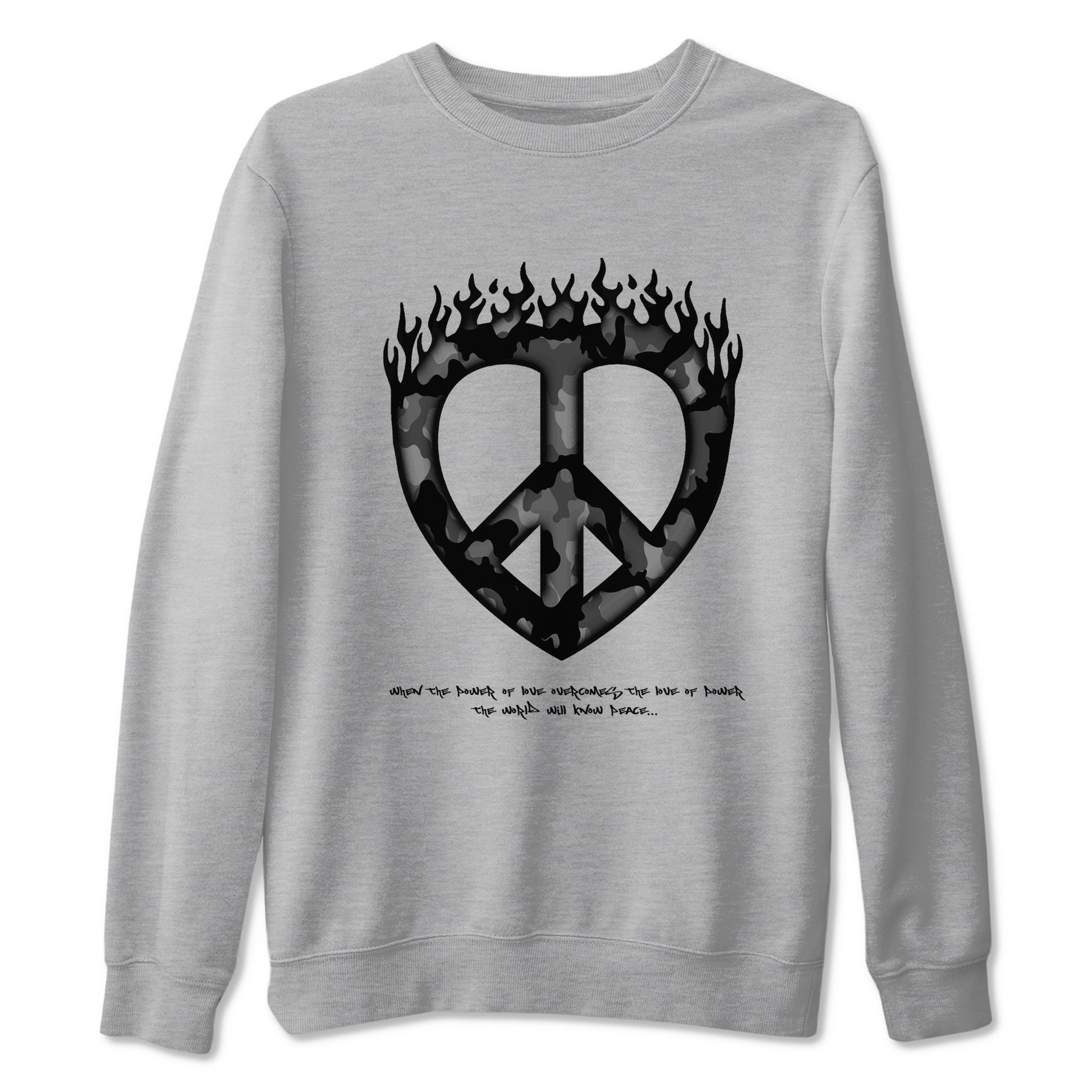 12s Black Wolf Grey shirts to match jordans Love Peace sneaker match tees Air Jordan 12 Barons match shoes to clothes SNRT Sneaker Tees unisex cotton Heather Grey 2 shirts
