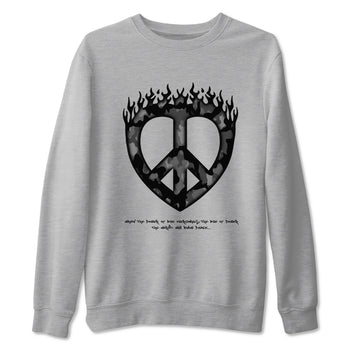 12s Black Wolf Grey shirts to match jordans Love Peace sneaker match tees Air Jordan 12 Barons match shoes to clothes SNRT Sneaker Tees unisex cotton Heather Grey 2 shirts