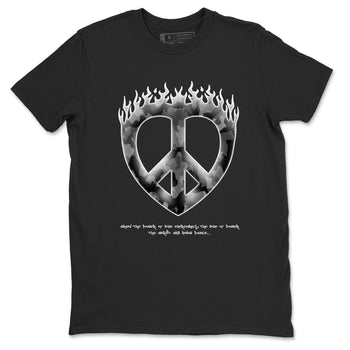 12s Black Wolf Grey shirts to match jordans Love Peace sneaker match tees Air Jordan 12 Barons match shoes to clothes SNRT Sneaker Tees unisex cotton Black 2 shirts