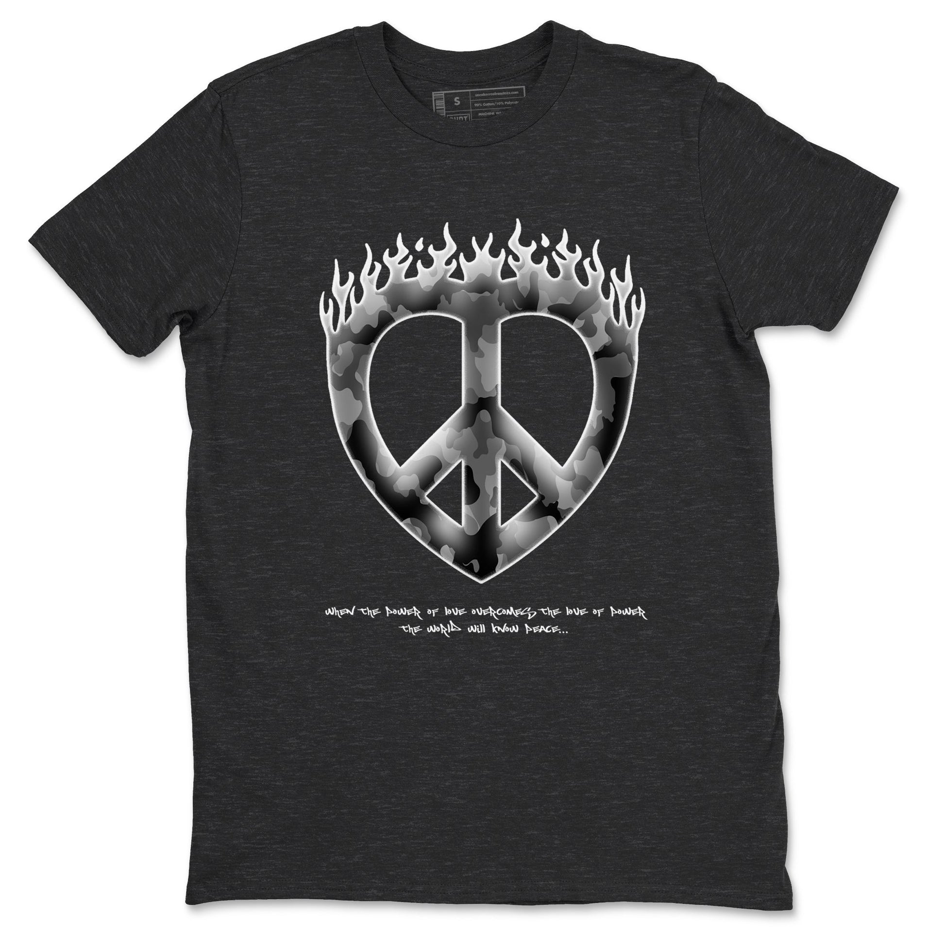 12s Black Wolf Grey shirts to match jordans Love Peace sneaker match tees Air Jordan 12 Barons match shoes to clothes SNRT Sneaker Tees unisex cotton Charcoal Heather 2 shirts